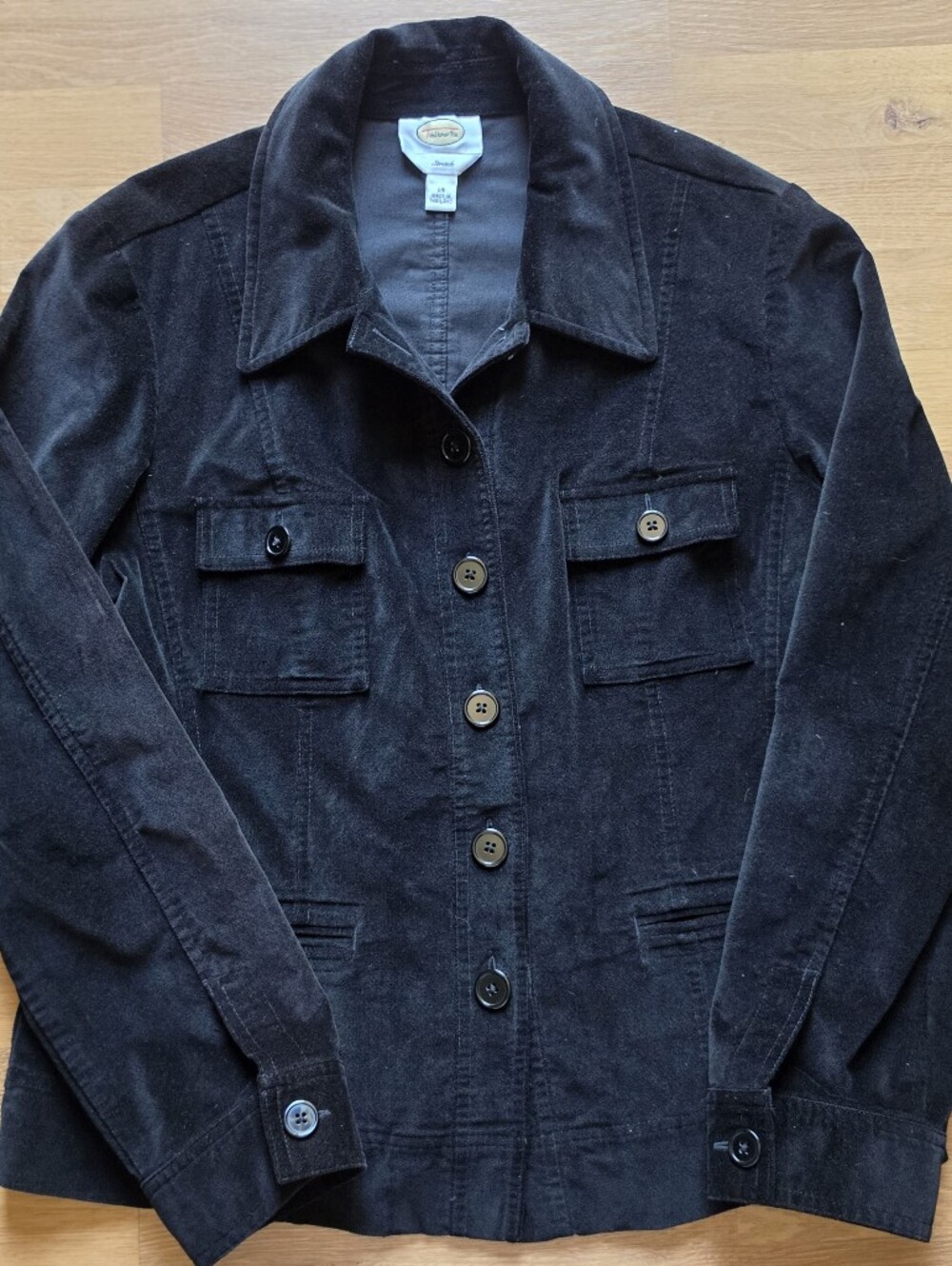 Women's Black Corduroy Button-Up Jacket